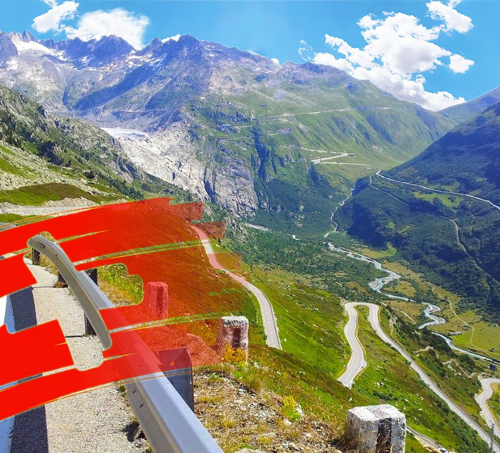 grimselpass panorama mit flagge