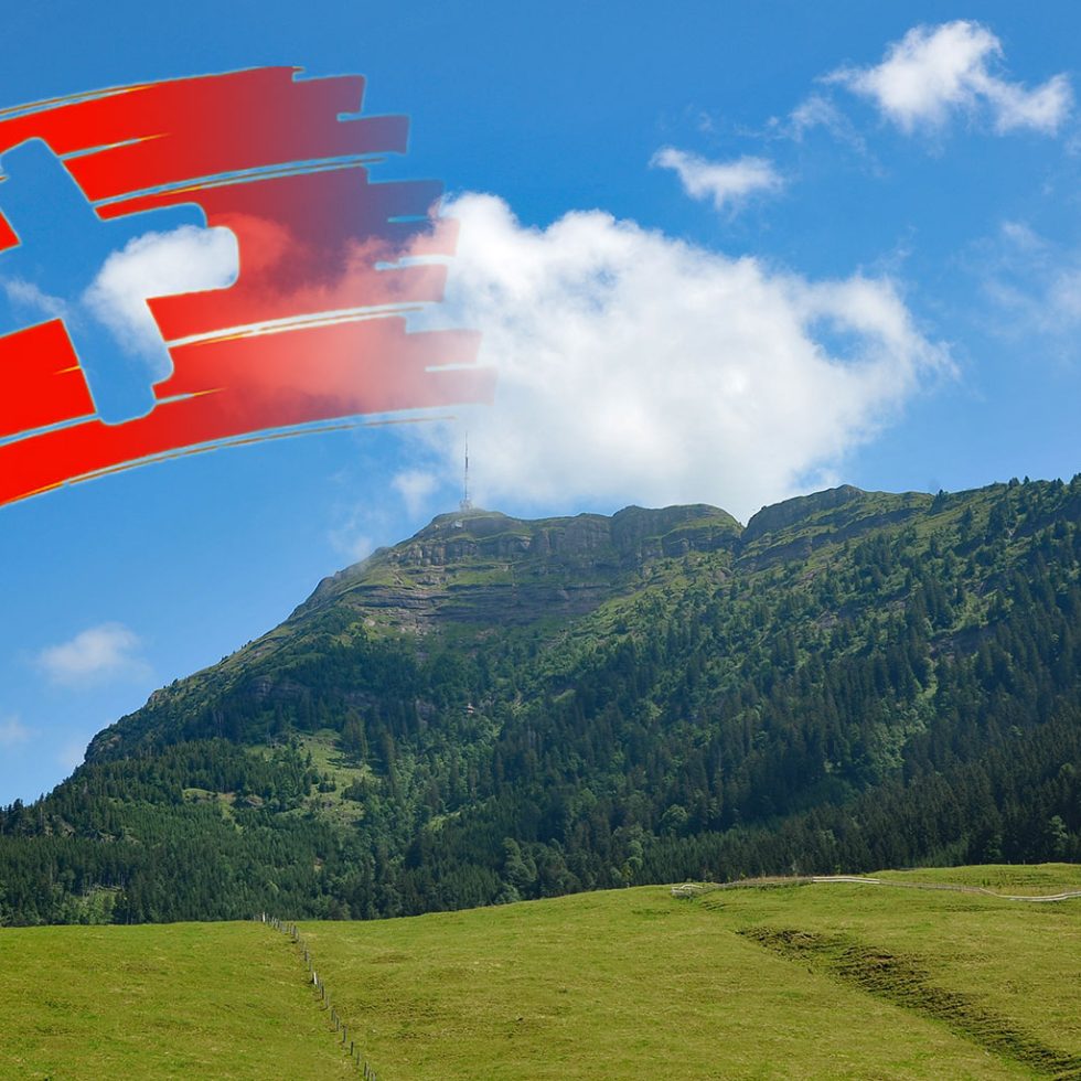 auffahrt mit blick auf den rigi-kulm